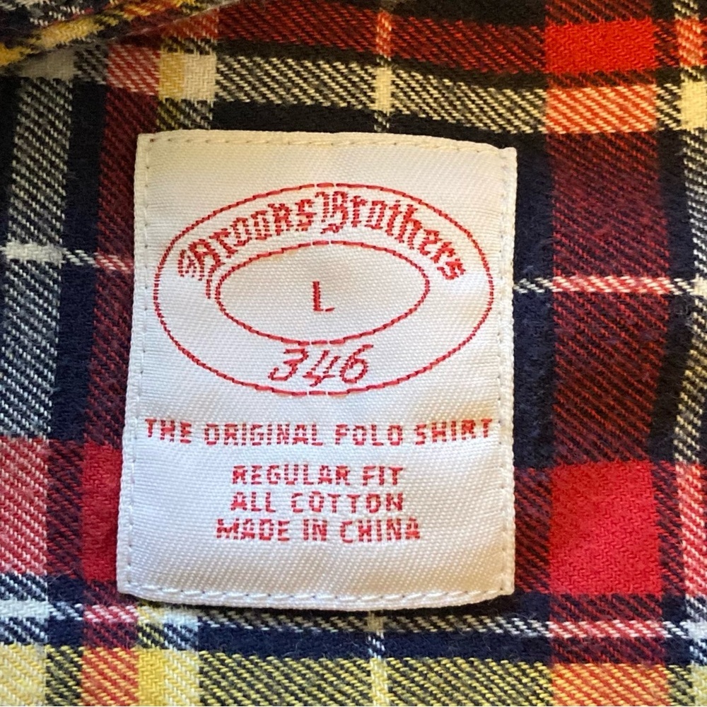Brooks Brothers 100% Cotton Men's Button Down Blue & Red Plaid Flannel Shirt - Picture 5 of 12